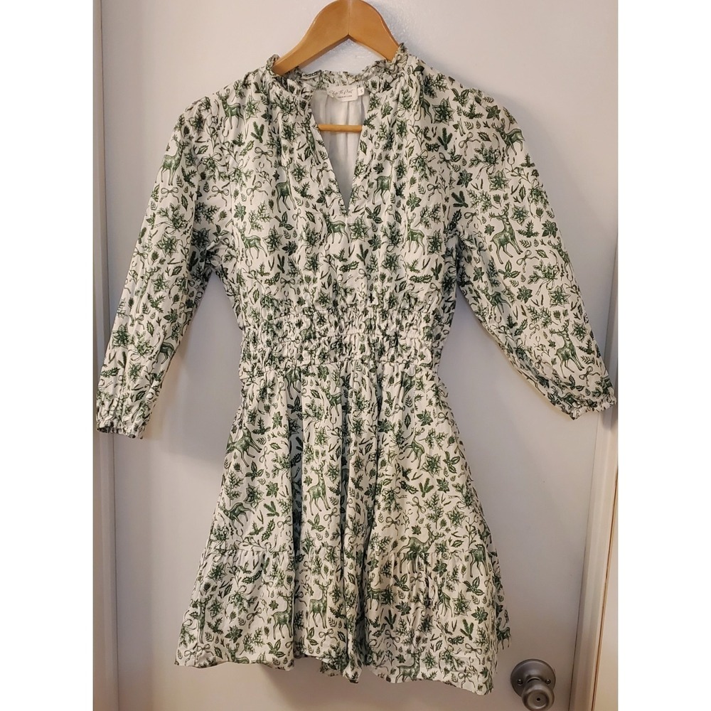 Shop the Mint S Dress "Its Alright" Toile White Green Deer Pinecone Holly Tiers